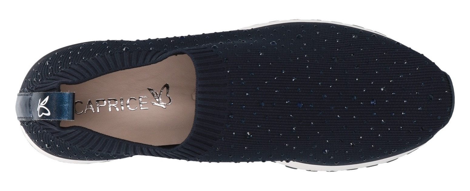 Caprice Slip-On Sneaker, Slipper, Freizeitschuh, Halbschuh mit funkelnden Strass-Steinen