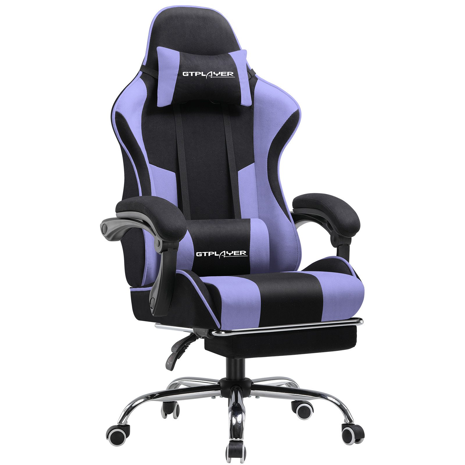 GTPLAYER Gaming-Stuhl Bürostuhl Gaming Stuhl Massage Ergonomischer Gamer Stuhl, mit Massage-Lendenkissen Fußstütze, Kopfstütze