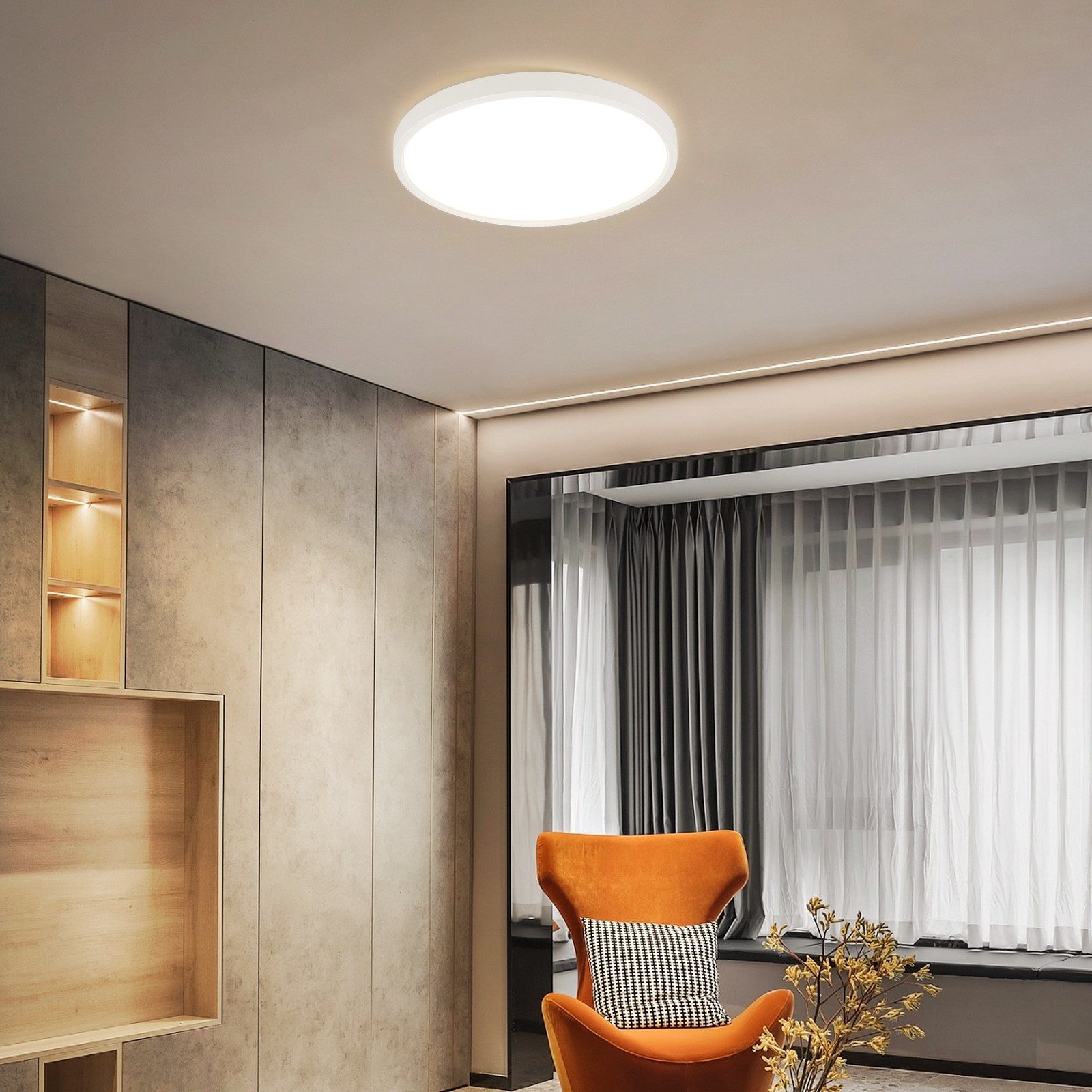 ZMH LED Deckenleuchte flach rund 18–30cm schwarz weiß Küchenlampe hell augenschonend, Augenshutz, LED fest integriert, 6000K, Modern Flurlampe – Bild 5 von 5