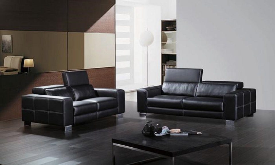Europe Gruppe, Sofagarnitur JVmoebel Komplett in Sofa Made 32 Design Sofa Schwarz Couch Sitzer Set