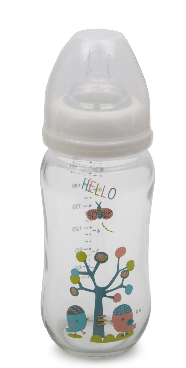 Moni Babyflasche Babyflasche, Trinkglasflasche B0468, 240 ml Silikonsauger Anti-Kolik ab Geburt