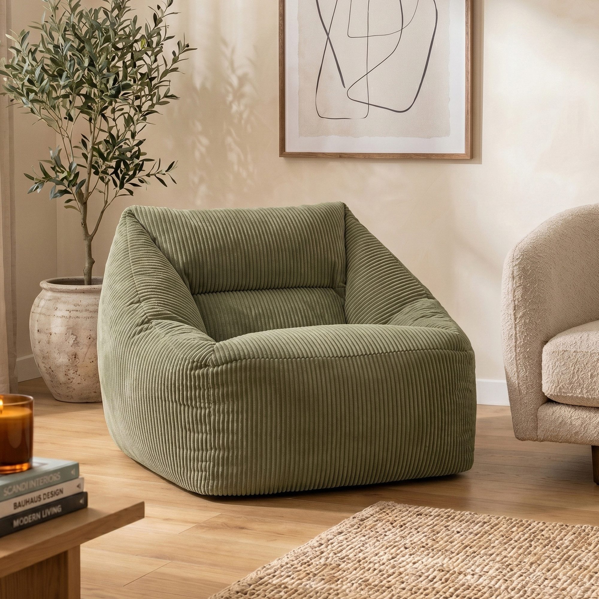 icon Sitzsack Riesen Sessel aus Cord Flauschig „Natalia", Sitzsack XXL, Made in Germany, für Erwachsene & Kinder, für Wohnzimmer – Bild 2 von 5