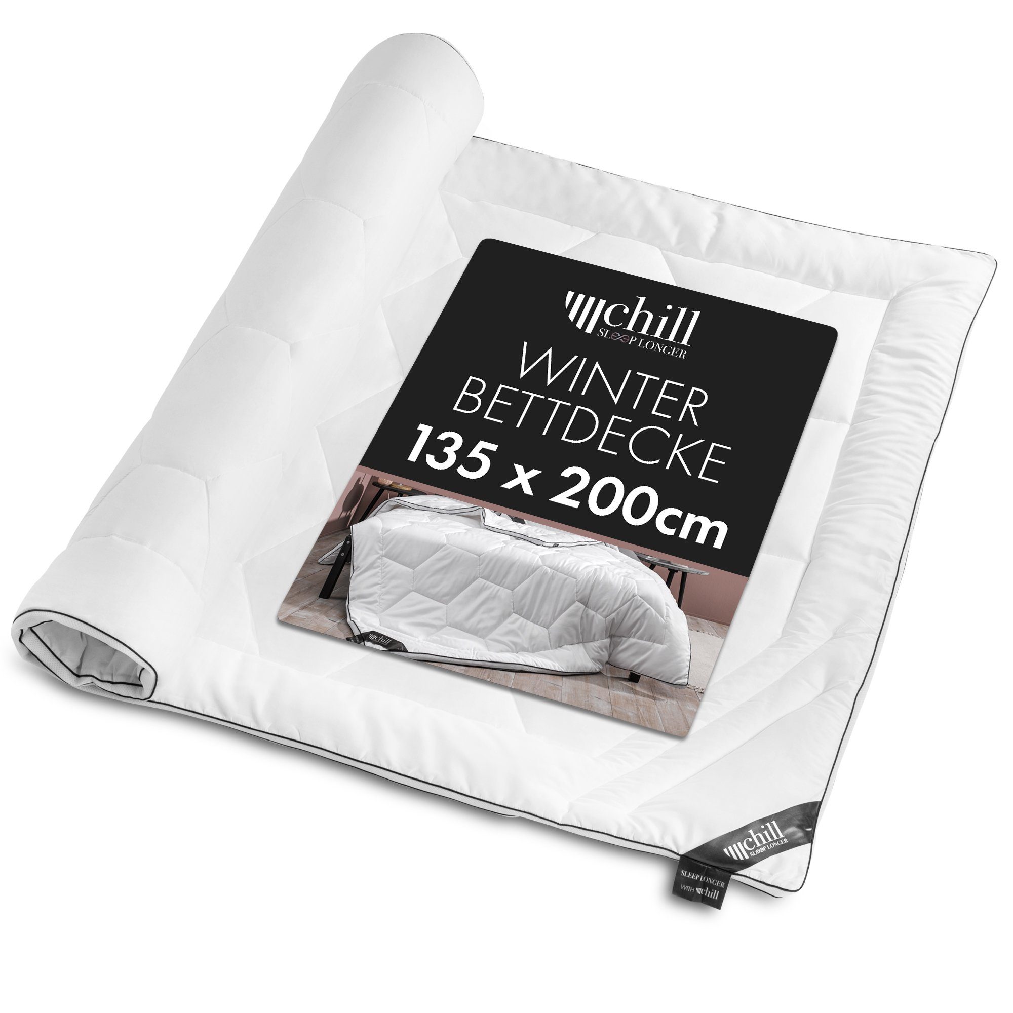 Bezug: 100% Füllung: Microfaser, Polyester, Winterdecke Vegan Extrawarme chill Decke Atmungsaktiv SLEEPLONGER, 135x200cm, Microfaserbettdecke, & -