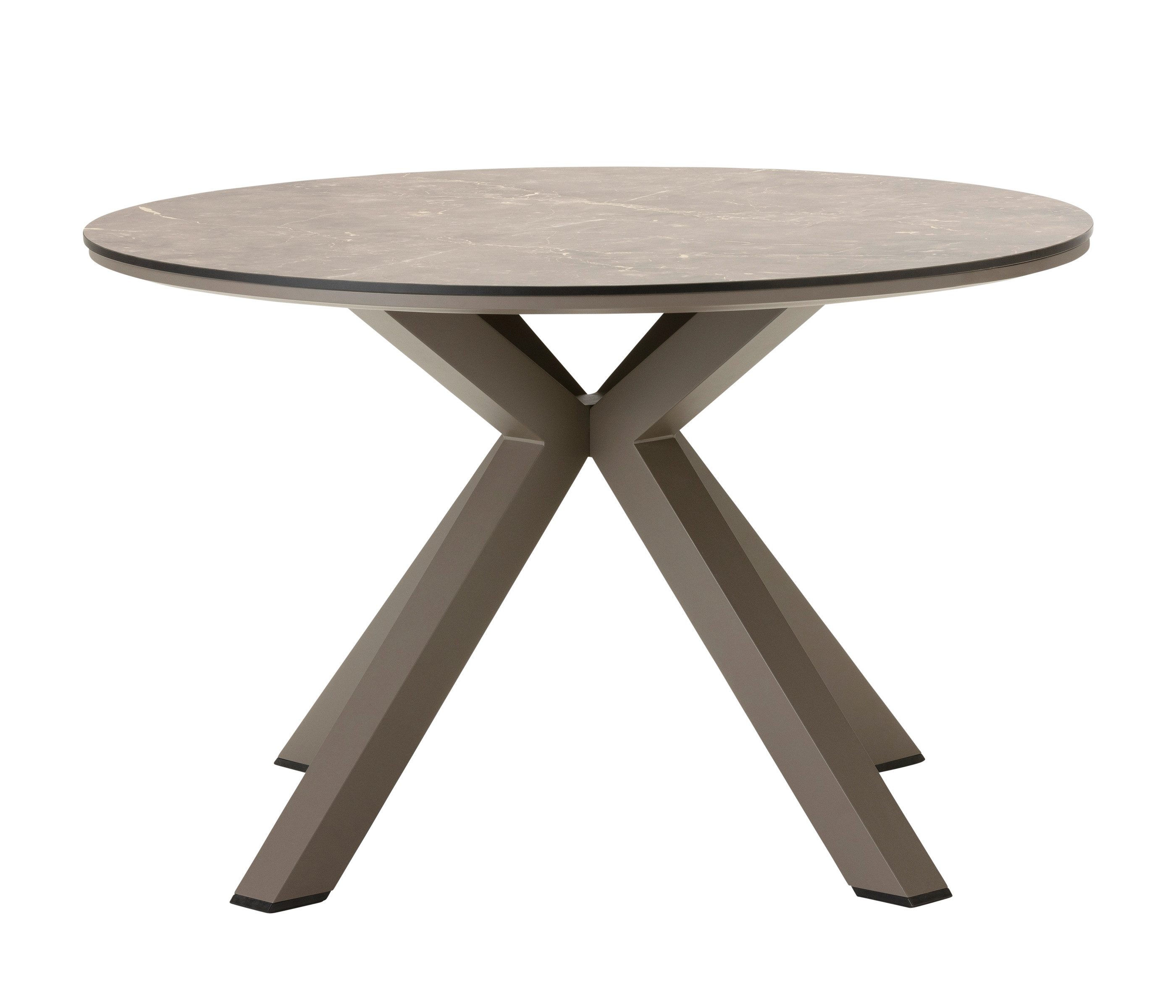 Dehner Gartentisch Marseille, 4 Sitzplätze, Ø 120 cm, Höhe 75 cm, Aluminium / Kunststoff, stilvoller Dining-Tisch, witterungsbeständig und robust