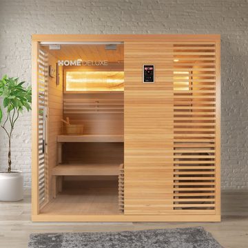 HOME DELUXE Sauna Traditionelle Sauna NEOLA, BxTxH: 200 x 160 x 200 cm, für bis zu 5 Personen, inkl. 7,5 kW Saunaofen, hochwertiges Tannenholz