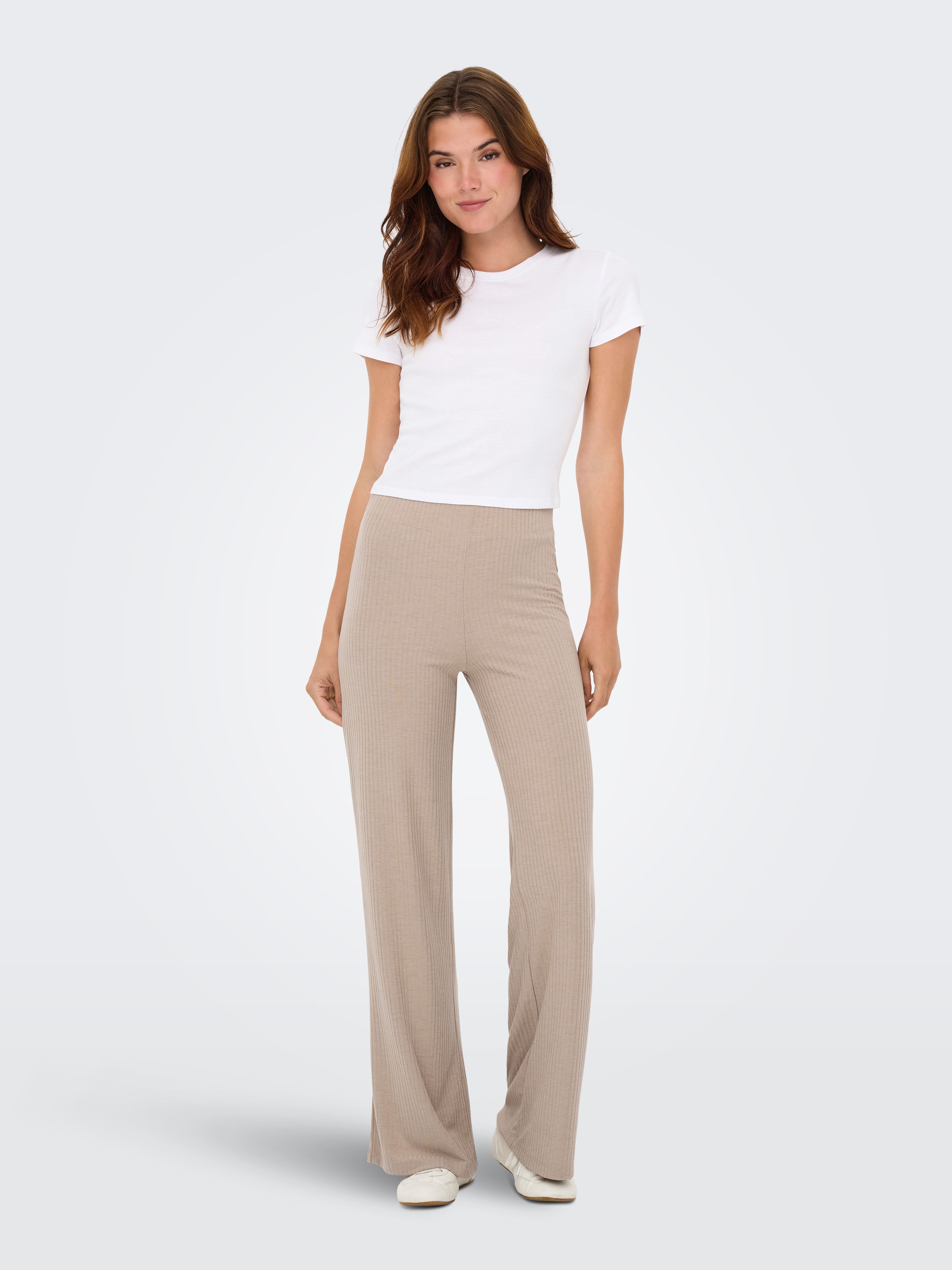 ONLY Play Loungehose ONPSEREN HW RIB STR PNT NOOS Loose Fit, aus Polyester, Viskose und Elasthan, pflegeleicht