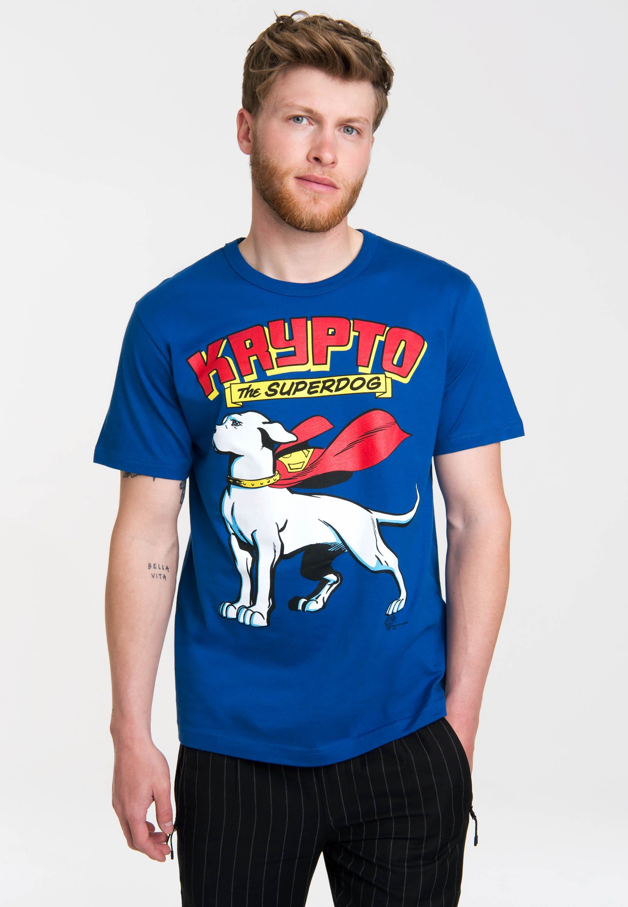 LOGOSHIRT T-Shirt Superdog - Krypto - DC Comics mit coolem Hunde-Motiv | T-Shirts