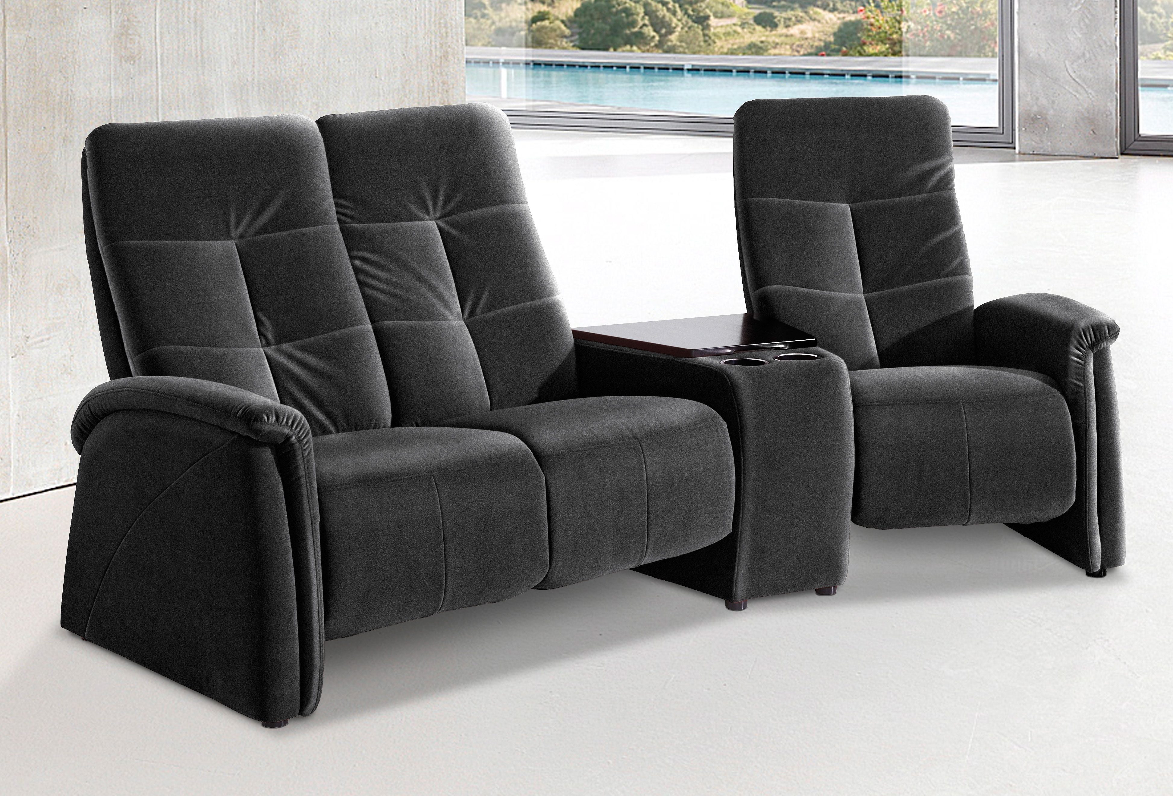 exxpo - sofa fashion 3-Sitzer Tivoli, Kinosofa mit Tischablage & Stauraumfach, man. Relaxfunktion, mit Relaxfunktion
