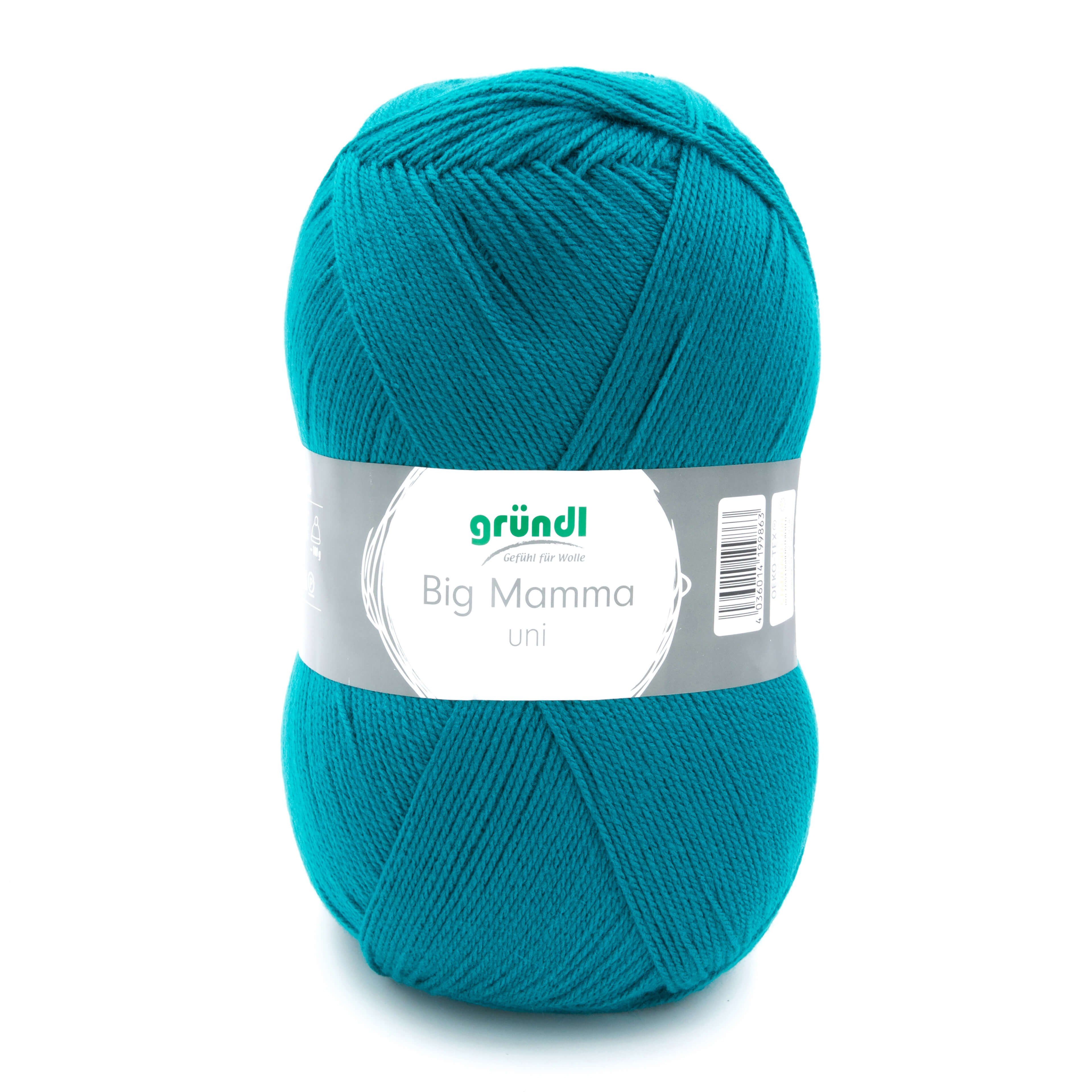 Gründl Wolle 400g Big Mamma uni Großknäuel Strickgarn Häkelgarn Häkelwolle, 1040,00 m (Wolle zum Stricken und Häkeln, pflegeleicht, waschbar, schnell trocknend, wollartiger Charakter), Wolle ohne Schurwolle