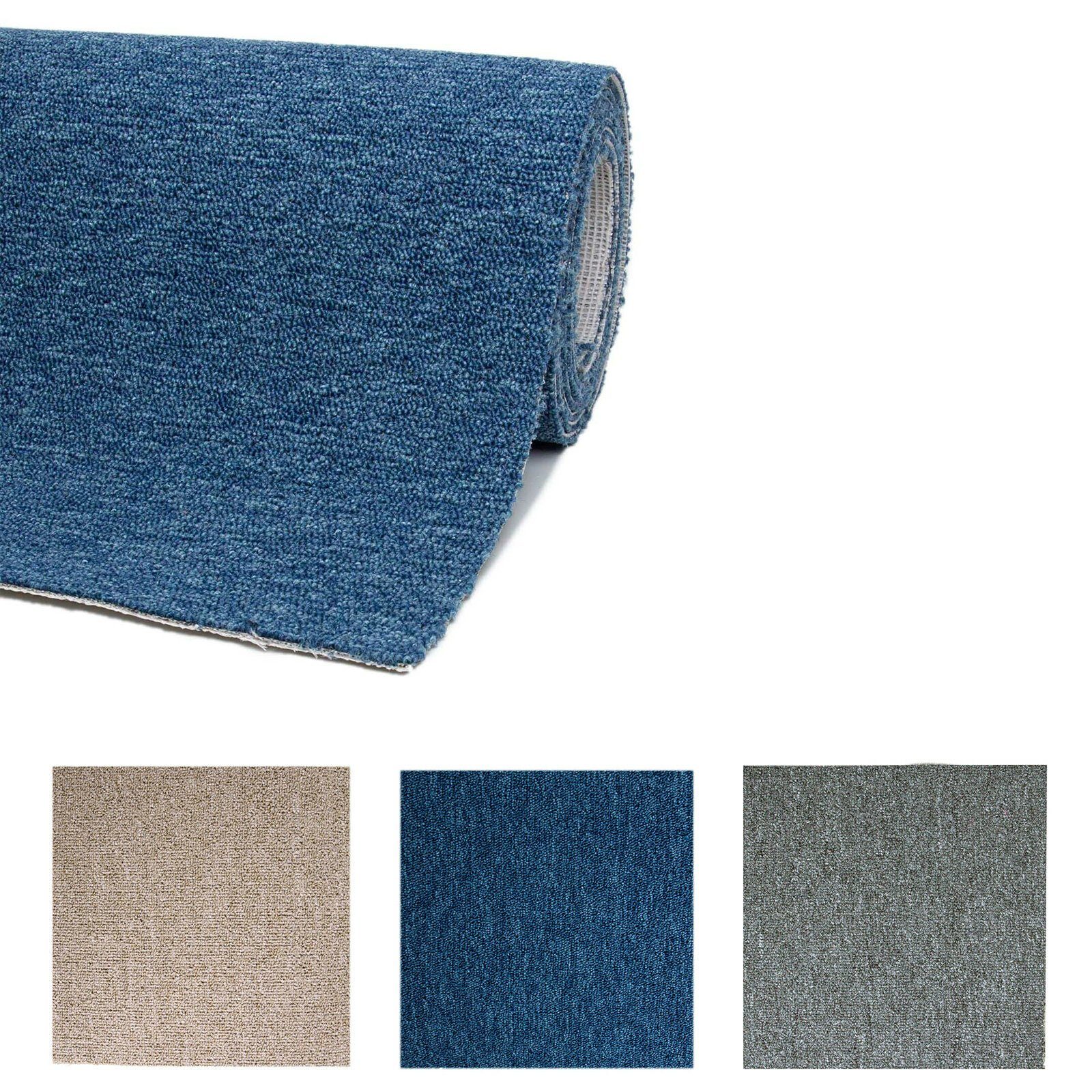 Teppichboden, Andiamo, Höhe: 4.5 mm, robust, pflegeleicht, strapazierfähig Blau | Kurzflor-Teppiche