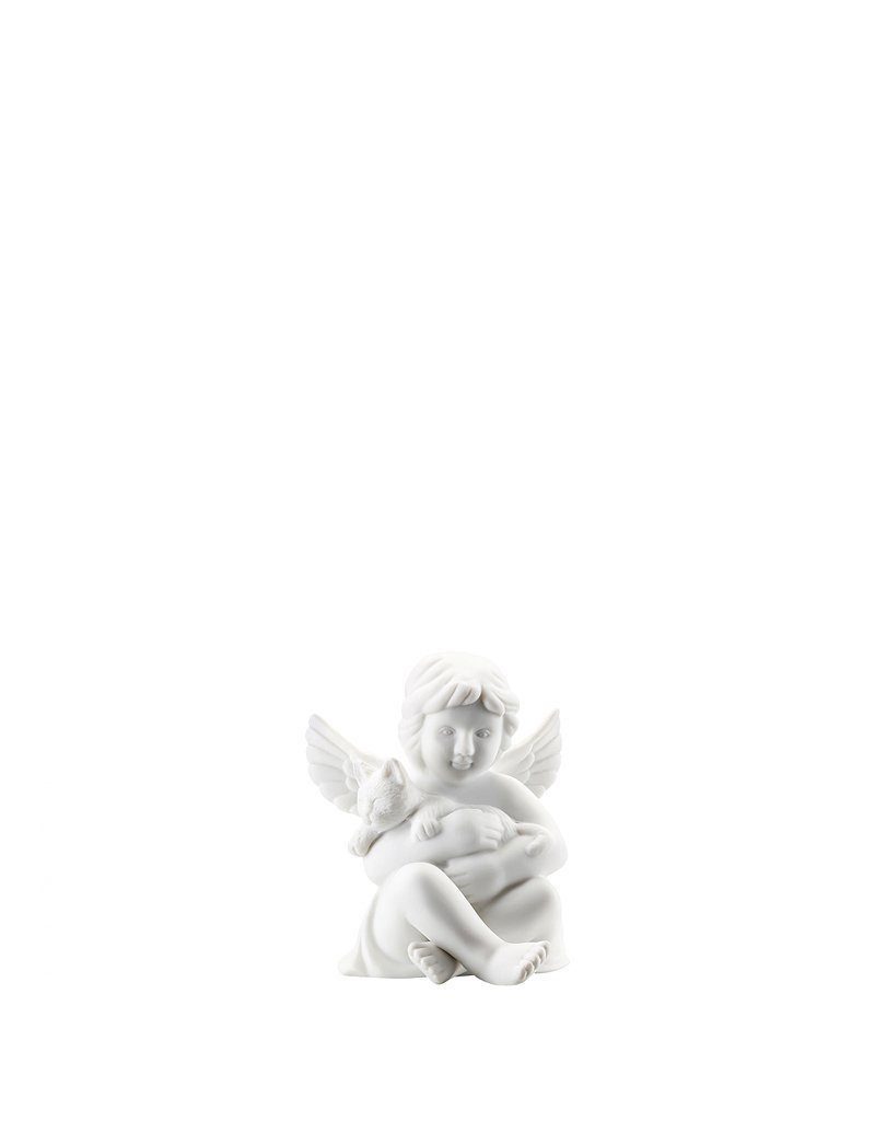 Rosenthal Engelfigur Engel mit Katze aus matten Porzellan, klein, detailverliebt & hochwertig