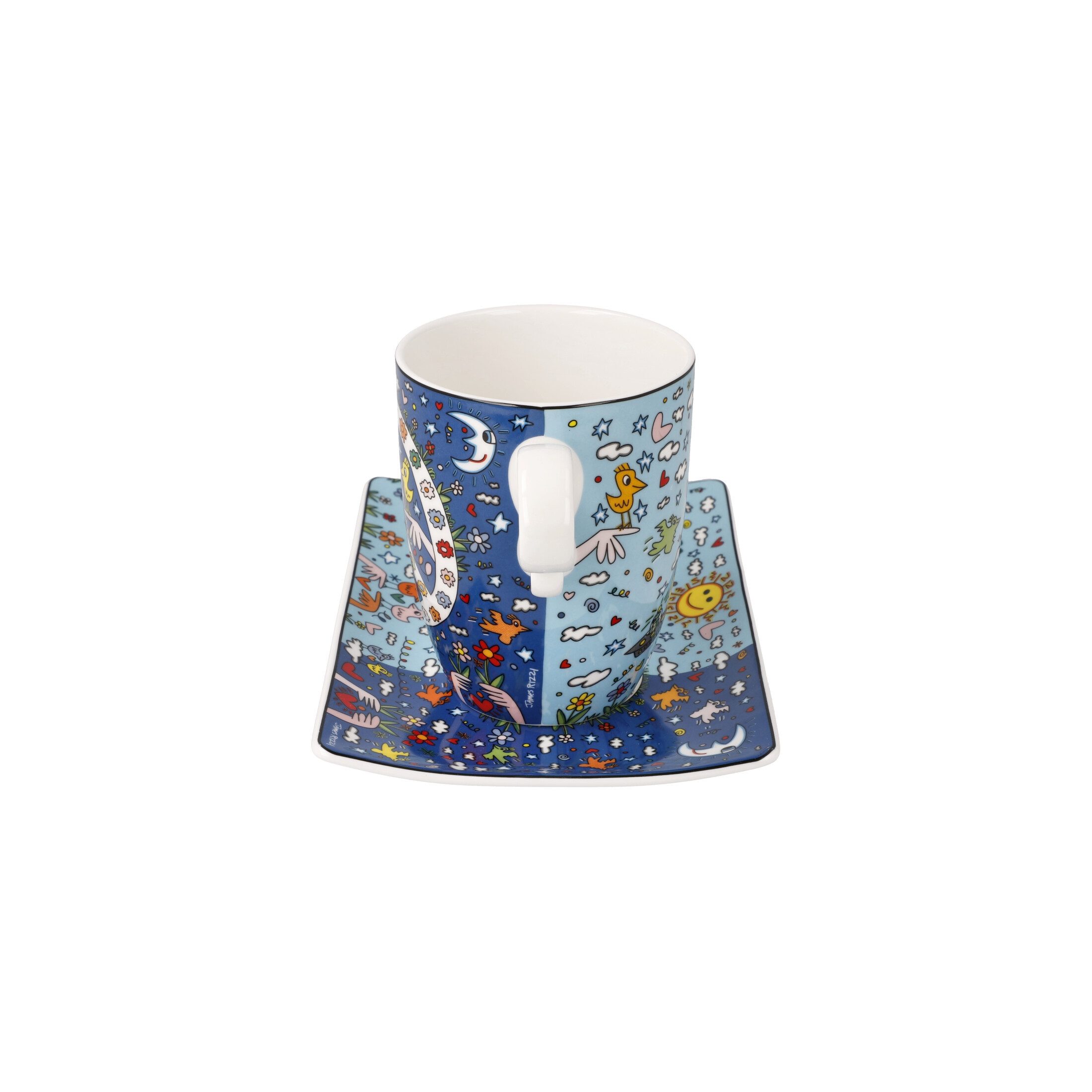 Goebel Tasse James Rizzi, Porzellan, Spülmaschinengeeignet, Mehrfarbig, Peace, H: 12cm