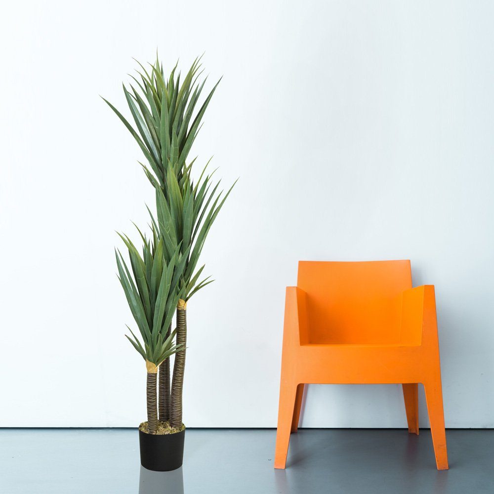 Kunstpalme Yucca Palmlilie Kunstpflanze Plastikpflanze Künstliche Pflanze 150 cm Yucca Palme, Decovego, Höhe 150 cm – Bild 4 von 5
