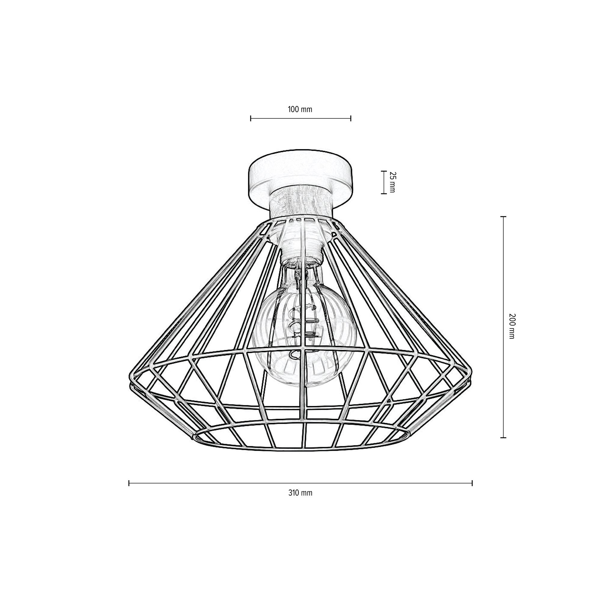 ohne und aus Eichenholz Light Moderne Metall Käfig-Optik, GUNNAR, Deckenleuchte Leuchtmittel, SPOT