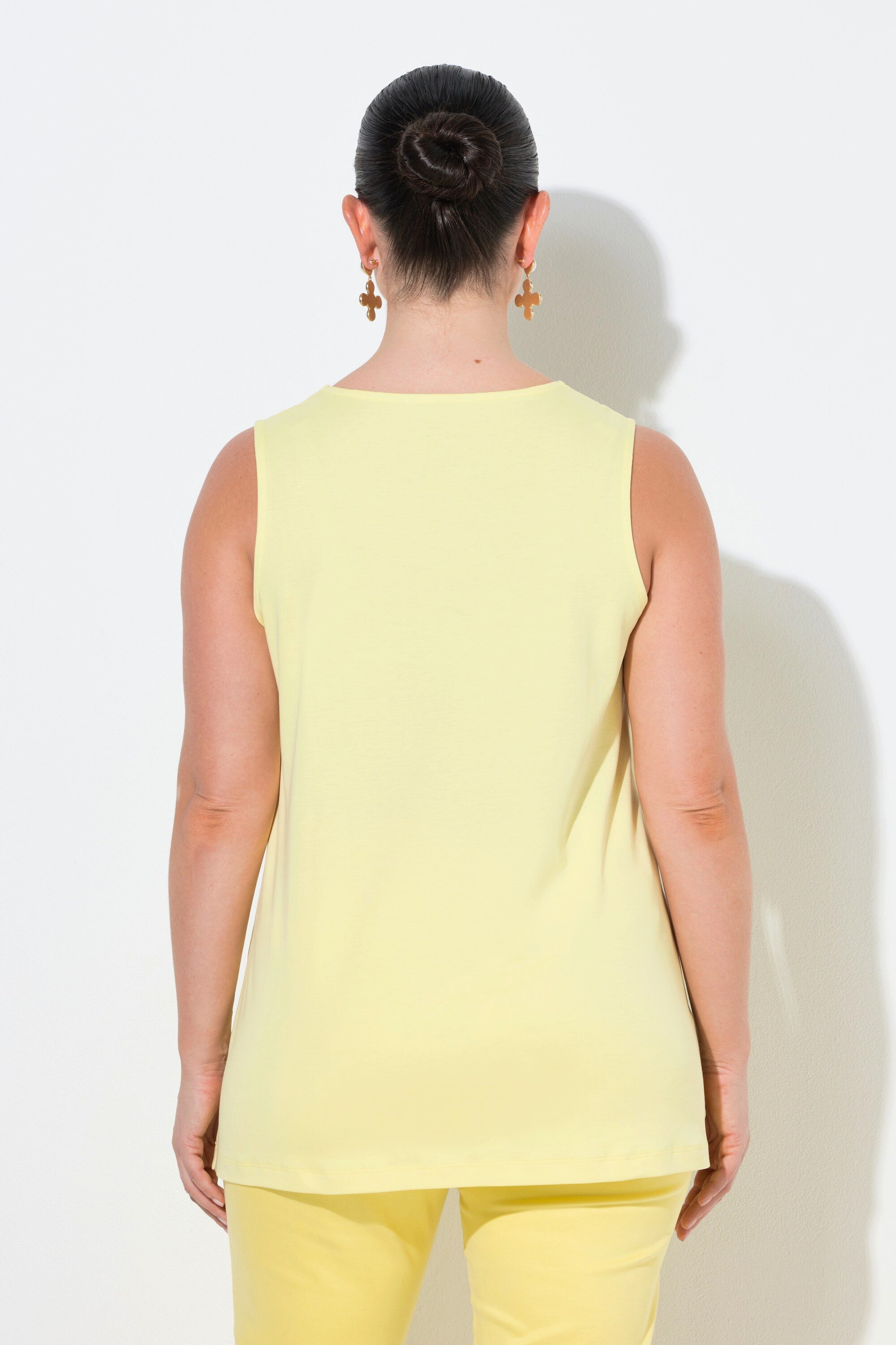 Ulla Popken Longtop Top A-Linie Herzausschnitt ärmellos Pima Cotton