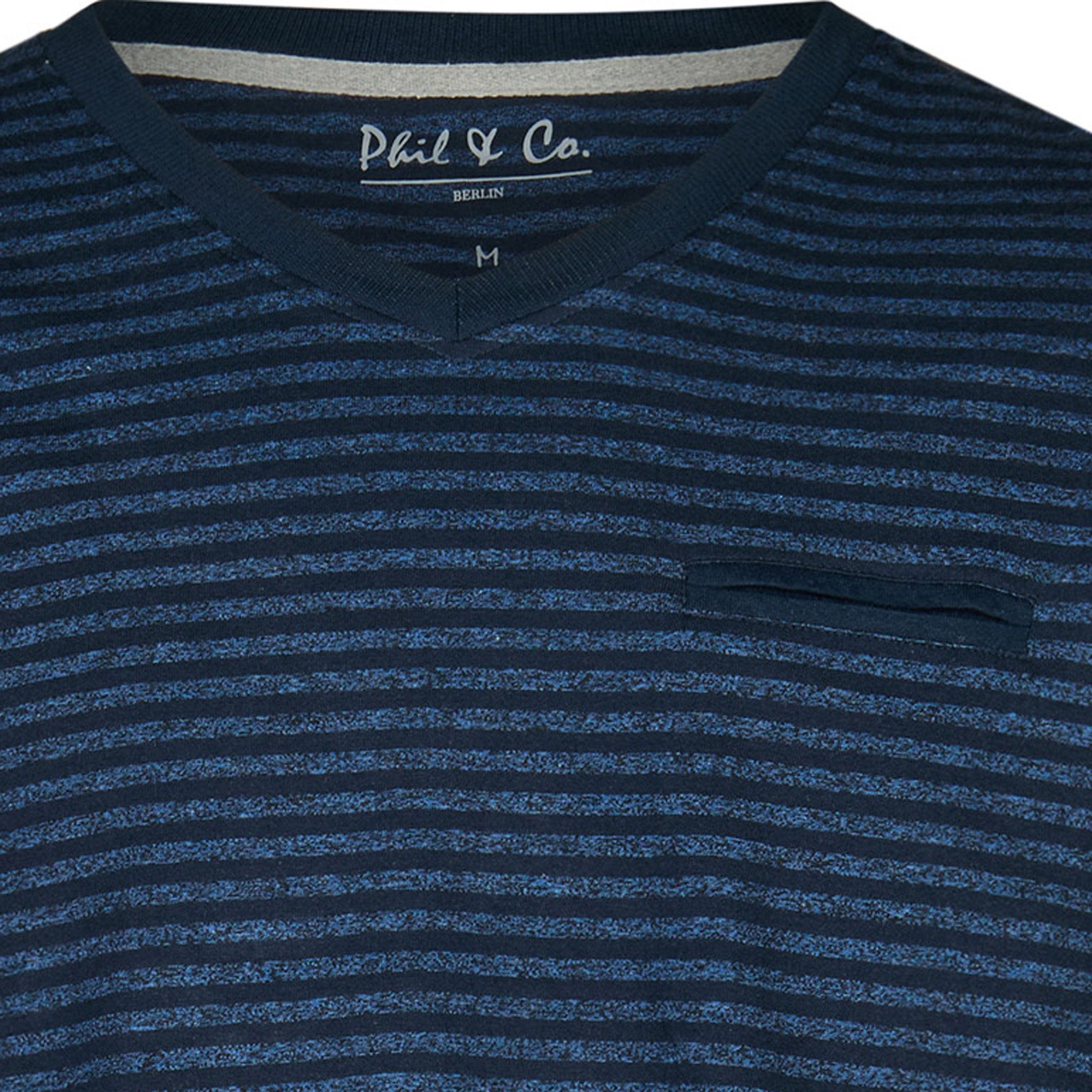 Phil & Co. Pyjamaoberteil Herren-Langarmshirt geringelt Single-Jersey Streifen