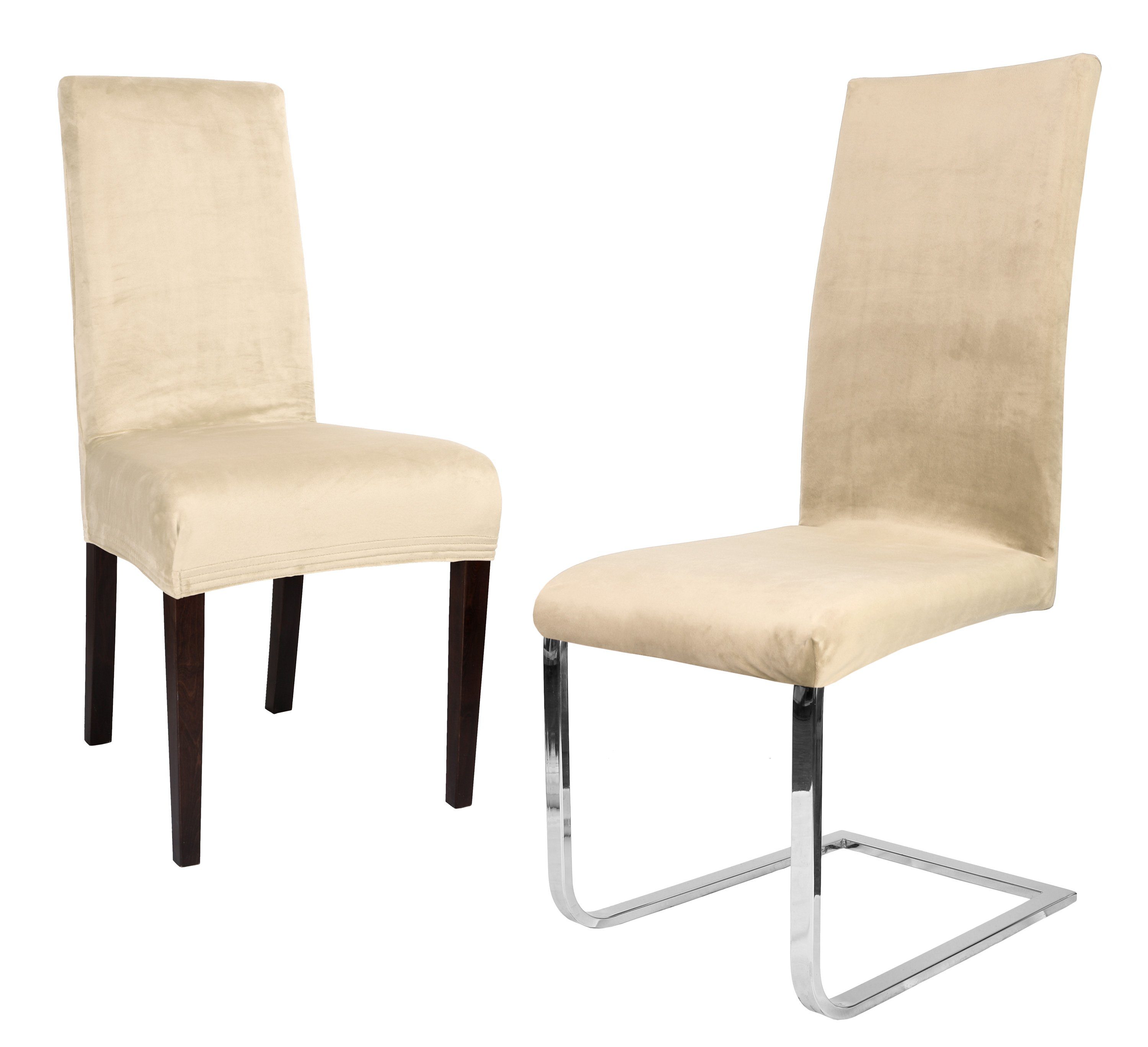 Beautex Stuhlhusse 4er Set LEA Stuhlhusse, elastische Uni Stretch-Husse Samt Mikrofaser