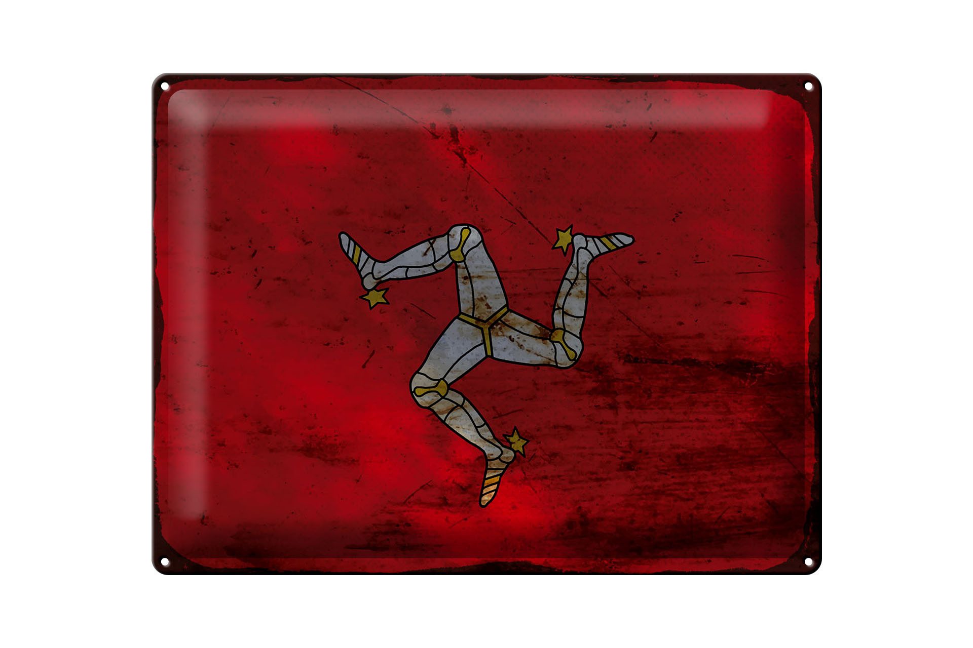 Femer GmbH Metallschild Flagge Isle of Man 40x30cm Isle of Man Rost, (1 St), gewölbte Oberfläche, abgerundete Ecken, umgeschlagene Kanten