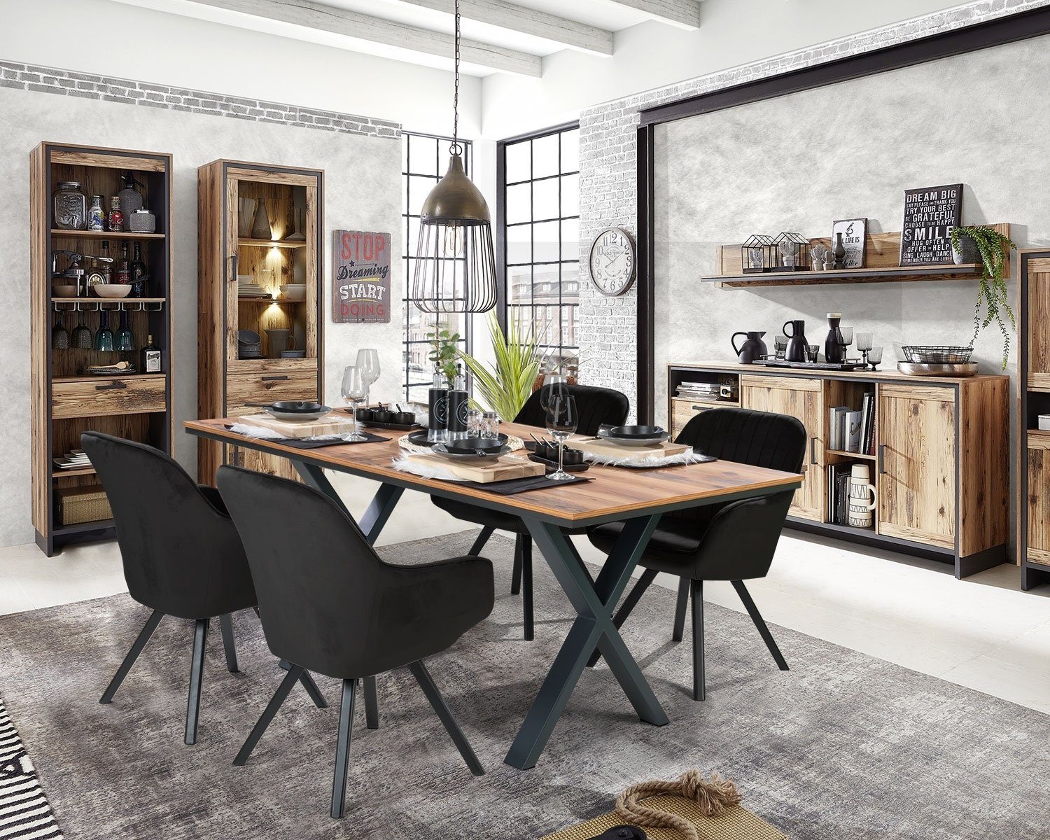 Home4You Polsterstuhl, Schwarz, Samt, 360 Grad günstig online kaufen