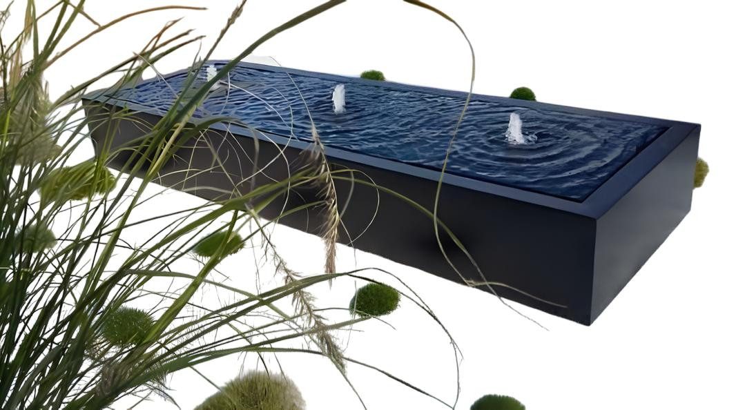 JVmoebel Декоративный фонтан Schwarzer Edelstahl Springbrunnen - Designbrunnen für Garten, Made in Europe