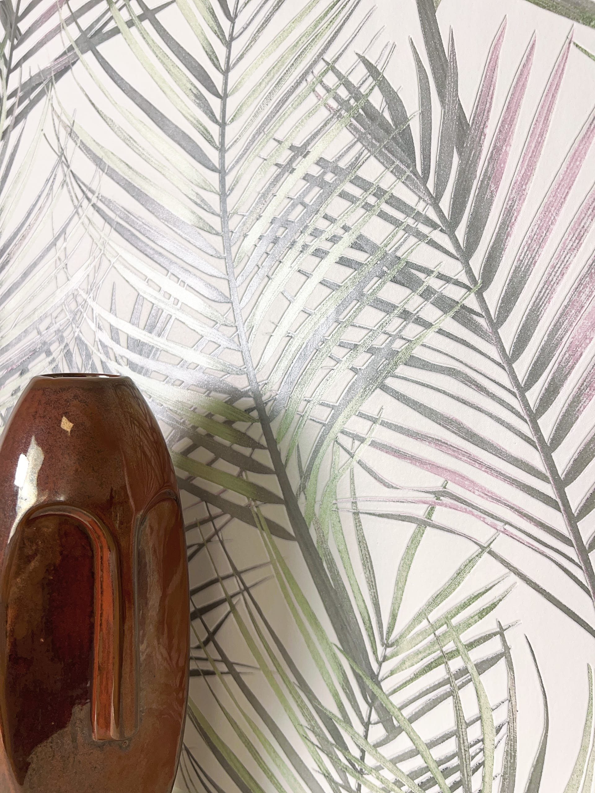 Newroom Vliestapete, Hellgrau Tapete Modern Dschungel - Mustertapete Blumentapete Grün Rose Tropisch Floral Palmen Blätter für Wohnzimmer Schlafzimmer Küche