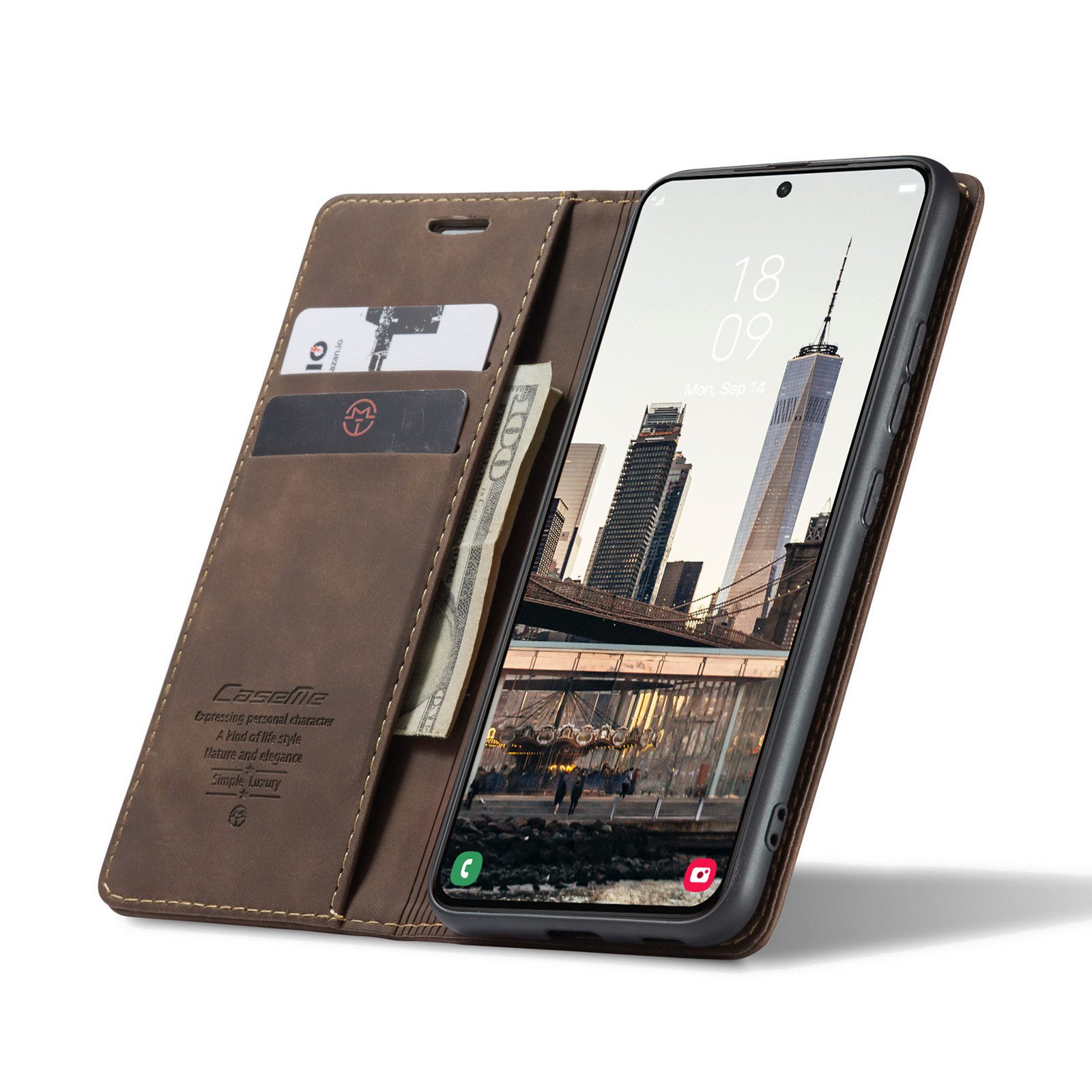 CaseMe Handyhülle Hülle für Google Pixel Klapphülle Google Pixel 8 Pro Dunkelbraun