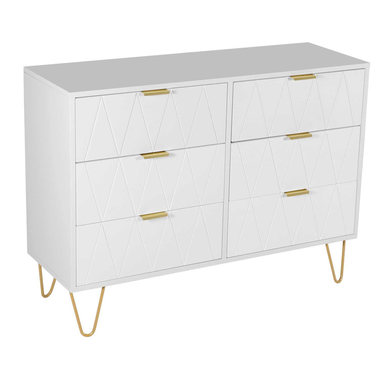 Kommode mit 6 Schubladen, Sideboard für Wohnzimmer Schlafzimmer