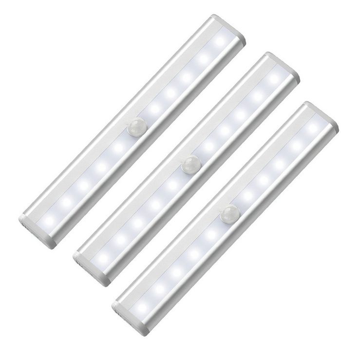 BlingBin LED Unterbauleuchte 3Stücke 10 LED Schrankleuchte Bewegungsmelder Sensor Licht