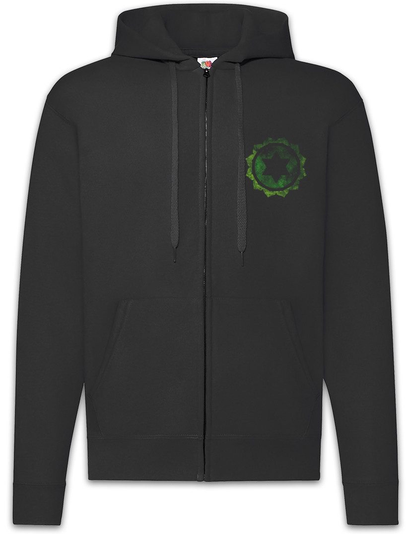 Sweatjacke Chakra Anahata Zipper Hoodie Herz Herzchakra zwölf Blätter Mystik