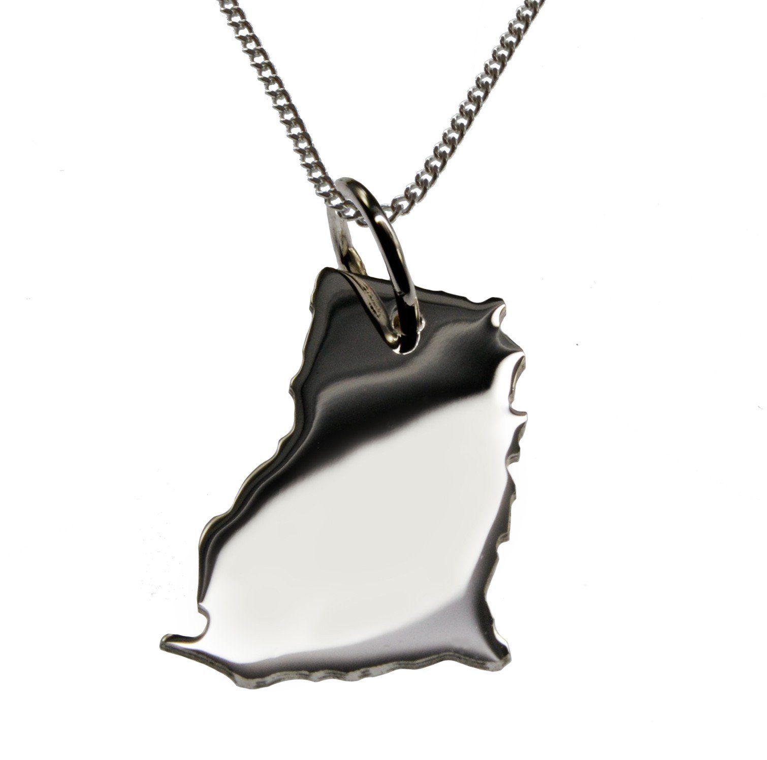 Kette mit Anhänger 50cm Halskette + Ghana Anhänger in massiv 925 Silber