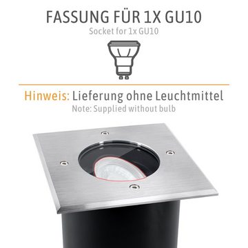 SSC-LUXon LED Gartenstrahler Bodeneinbaustrahler JUAVI quadratisch & schwenkbar in Edelstahl