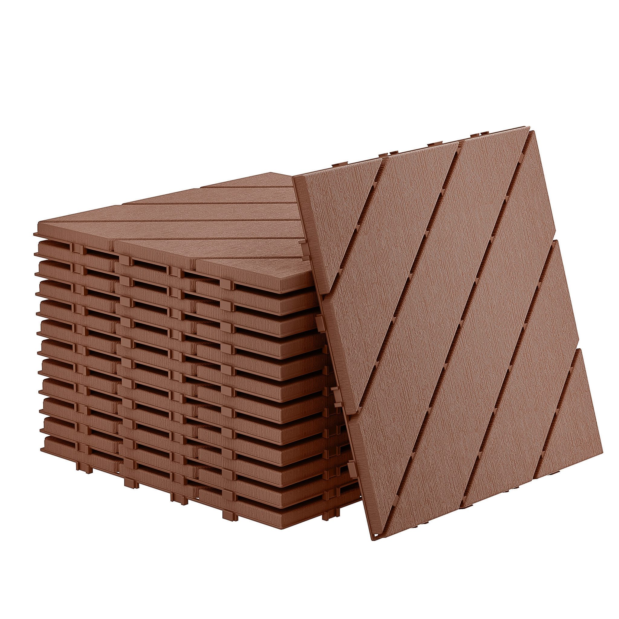 FIVMEN Terrassendielen Fliesen Klickfliesen Bodenbelag 30x30cm, Anthrazit/Braun(Typ B), (11-St), in Holzoptik für Terrassen, Gärten, Schwimmbäder