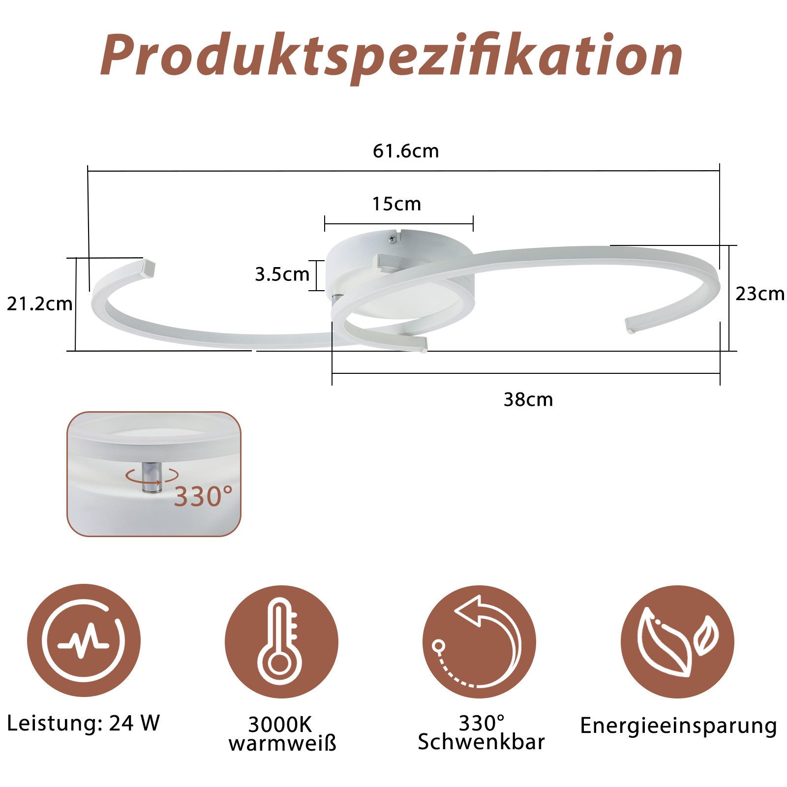 ZMH LED Deckenleuchte Wohnzimmer 24W Deckenlampe Modern 3000K für Flur Küch günstig online kaufen
