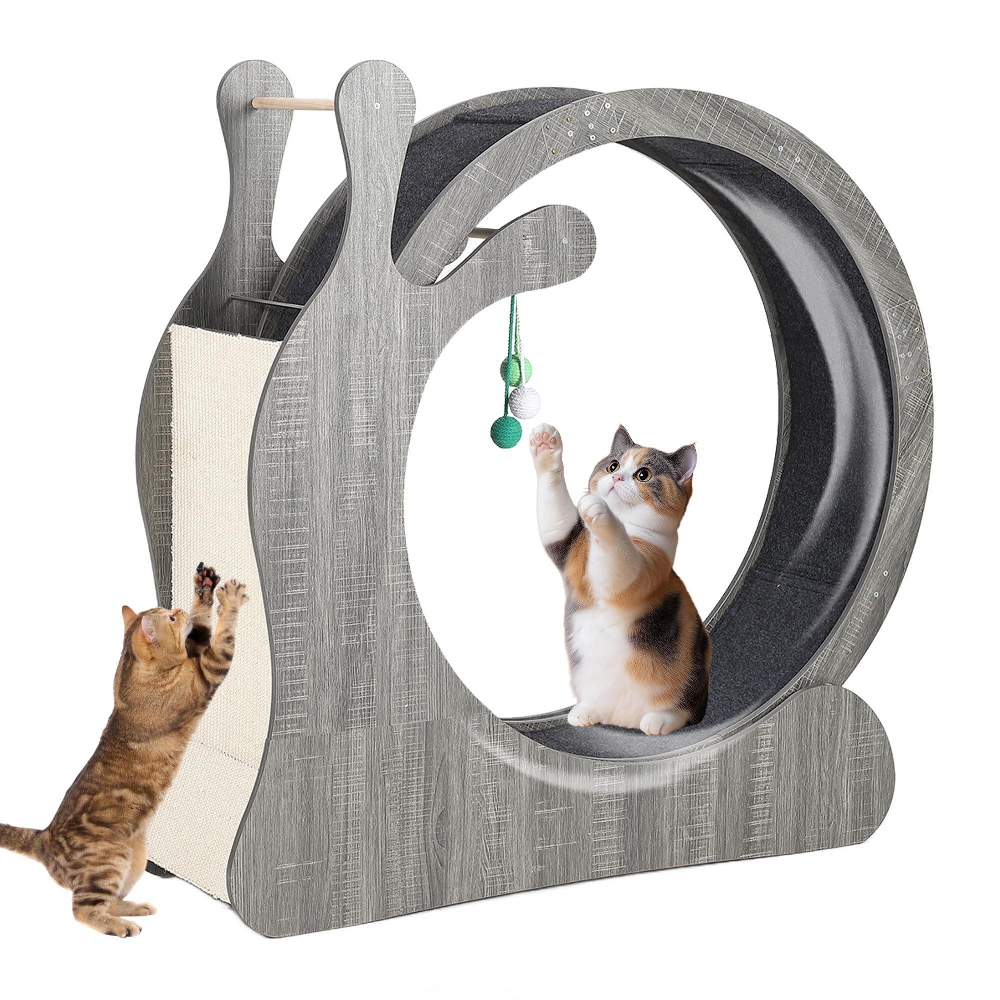 GarveeMore Katzenspielrad Katze Übungsräder, Laufrad Laufband Spielzeug mit Kratzbrett