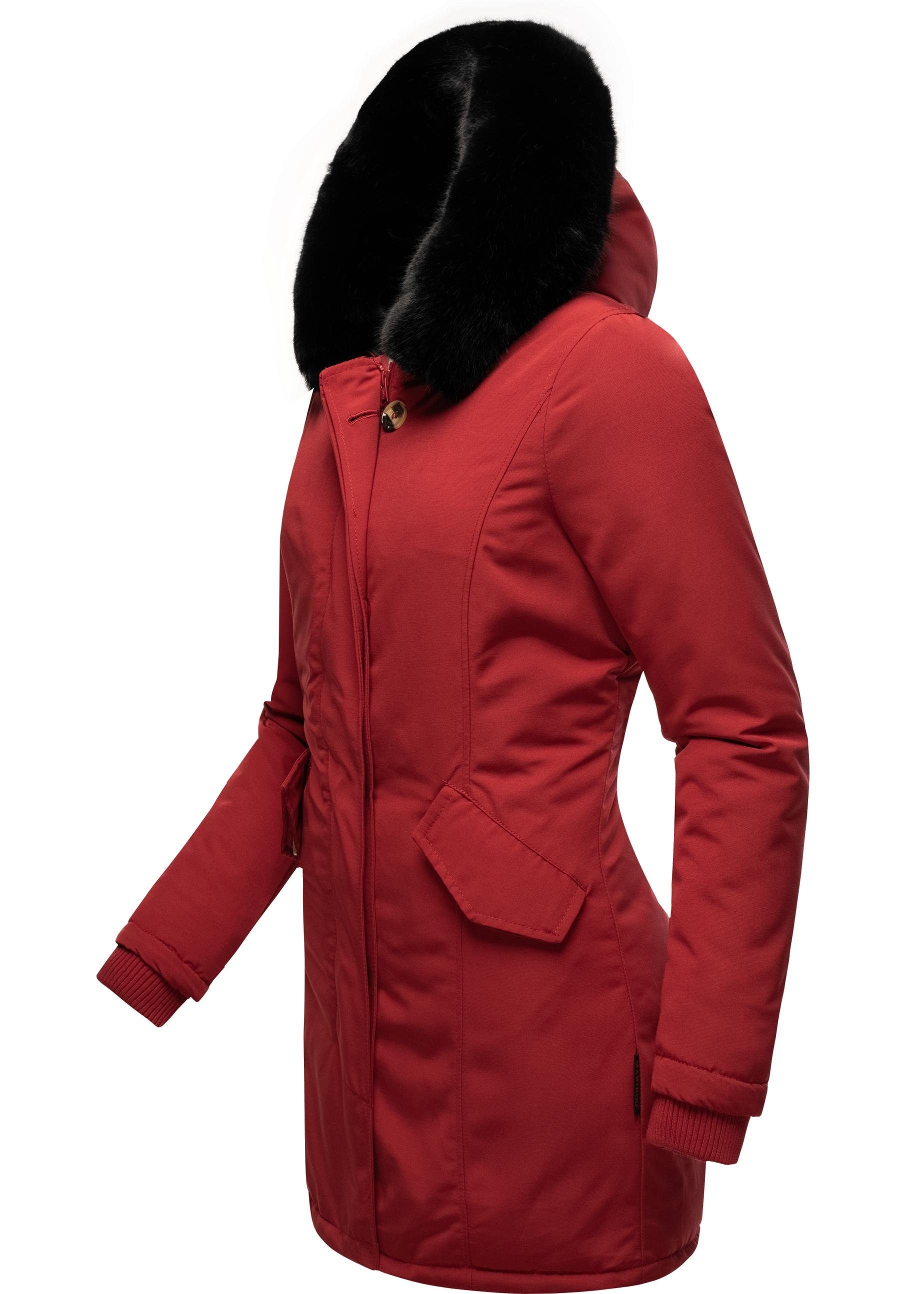 Marikoo Wintermantel Karmaa edler Parka mit Kunstfellkapuze