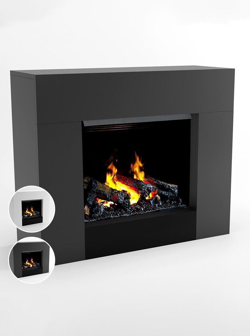 GLOW FIRE Elektrokamin weiß / Grau Kronos Wasserdampf Kamin mit Heizung, elektrischer Kamin