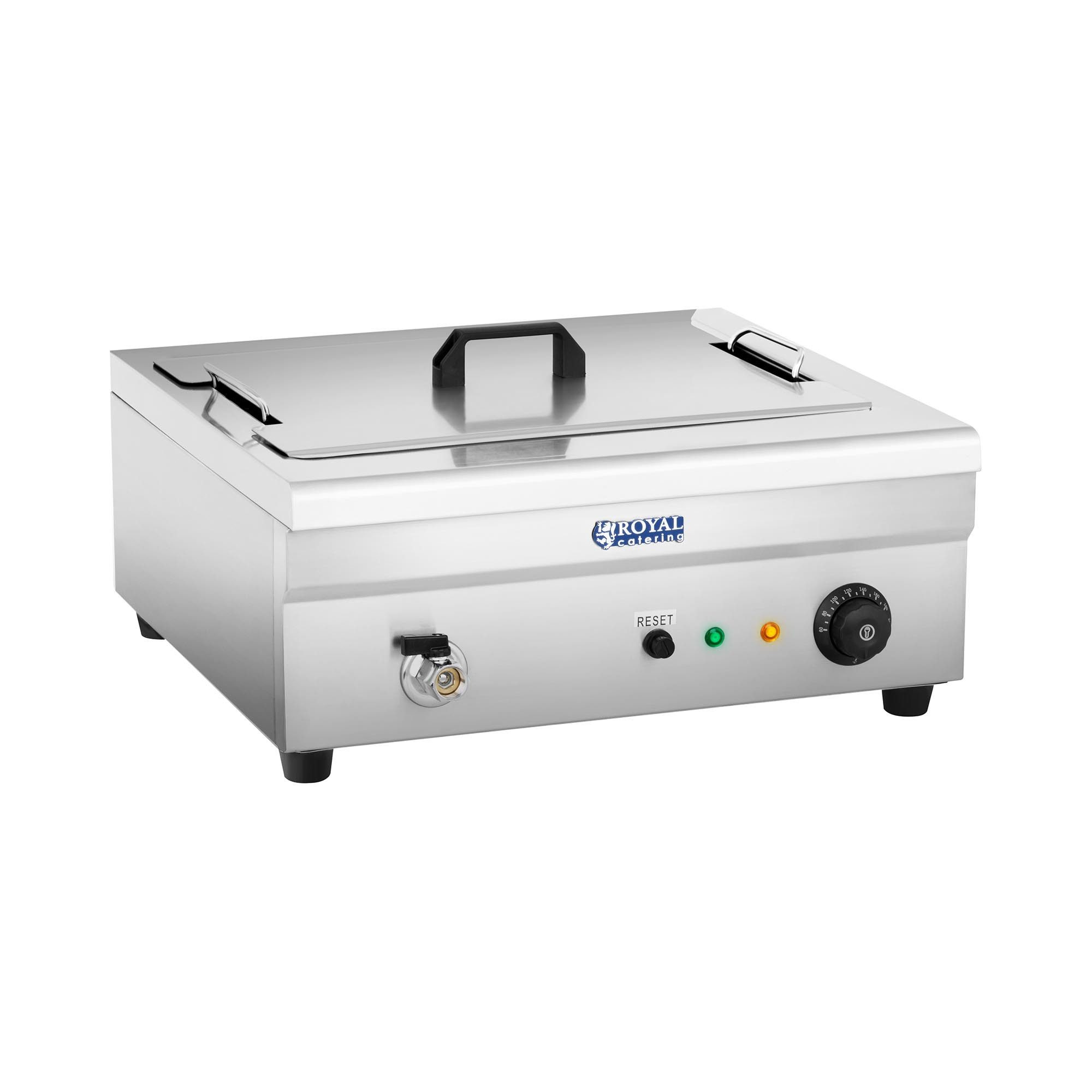 Royal Catering Fritteuse RCBG-18STHB, 3200 W, 18 l Fettbackgerät 3200 W 60 - 200 °C Frittiergerät Ablasshahn 230 V