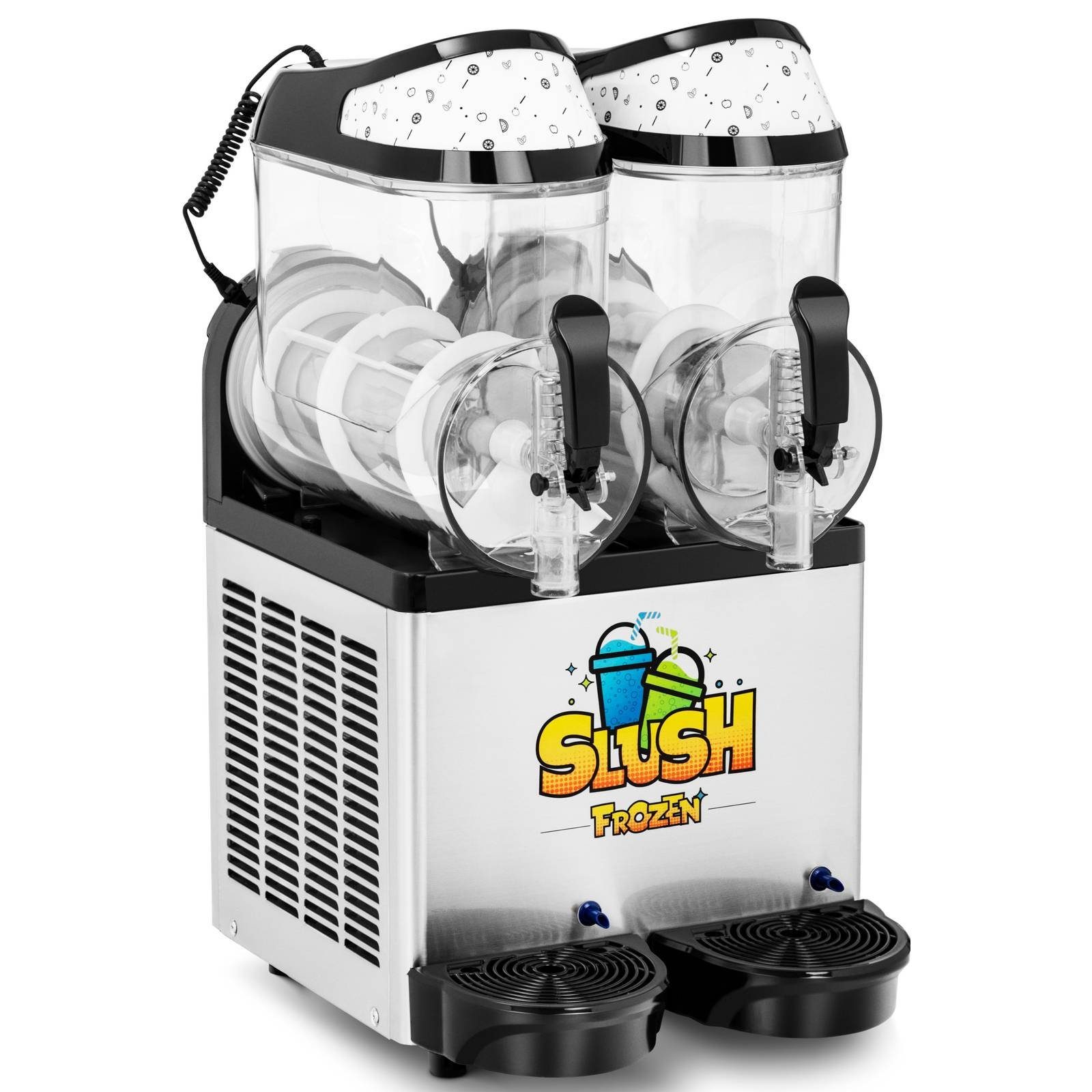 Royal Catering Slush Maker Slush Eis Maschine Slushmaschine Ice Maker Softeis Slusheis LED 2 x 10, Stahl, Kunststoff (Polycarbonat)