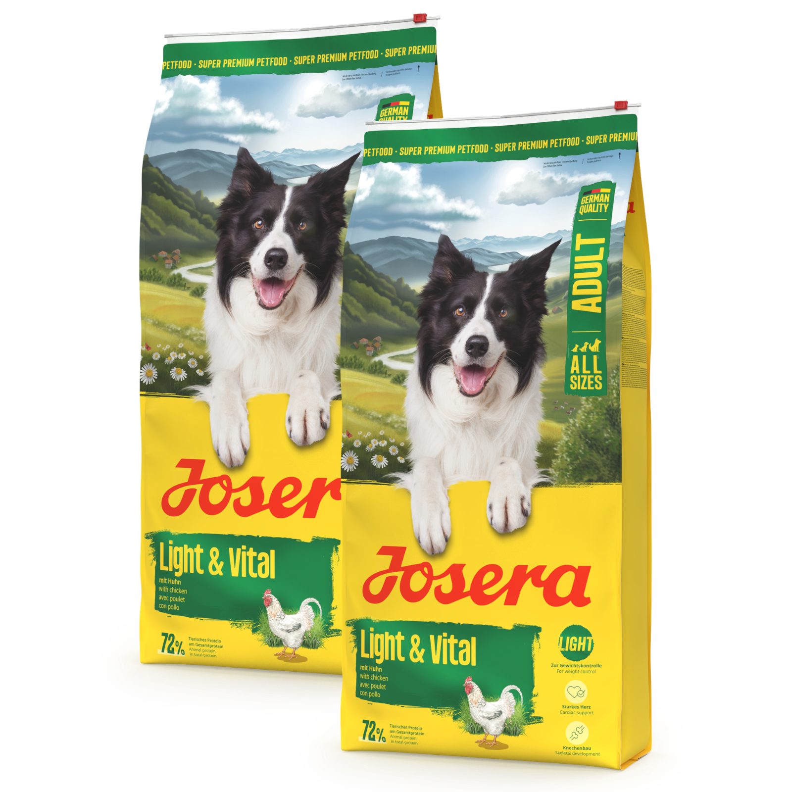 Josera Light & Vital, Trockenfutter für: Hunde, Adult All Size, für ausgewachsene Hunde aller Größen