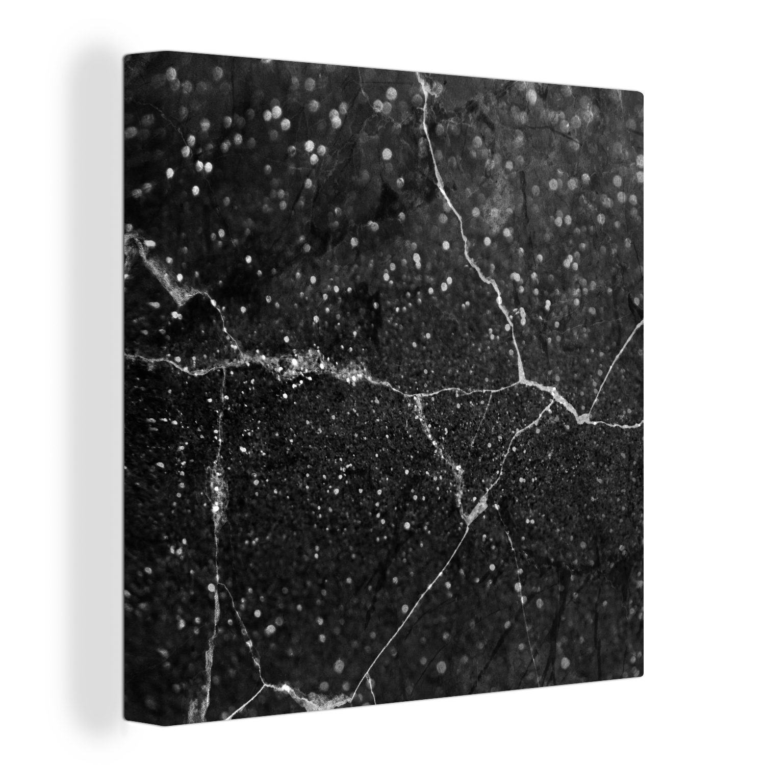 OneMillionCanvasses® Leinwandbild Marmor - Schwarz - Weiß, (1 St), Leinwand Bilder für Wohnzimmer Schlafzimmer