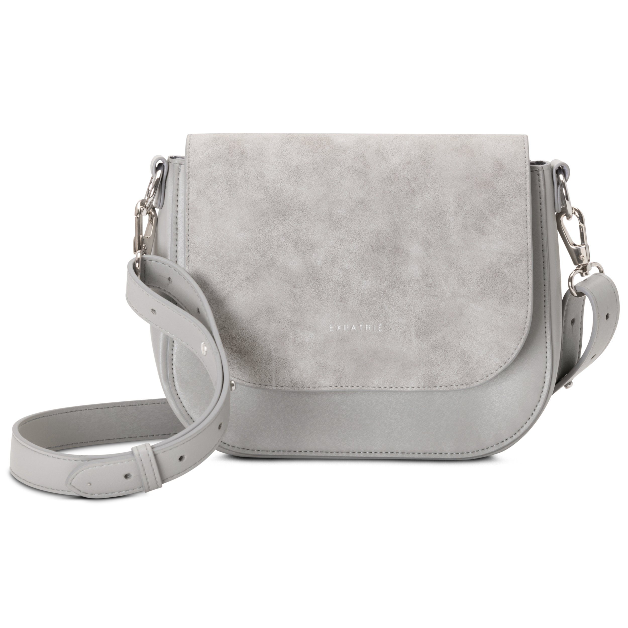 Expatrié Umhängetasche LOUISE MEDIUM Tasche Damen, Hochwertiges Kunstleder, Wasserabweisend Grau