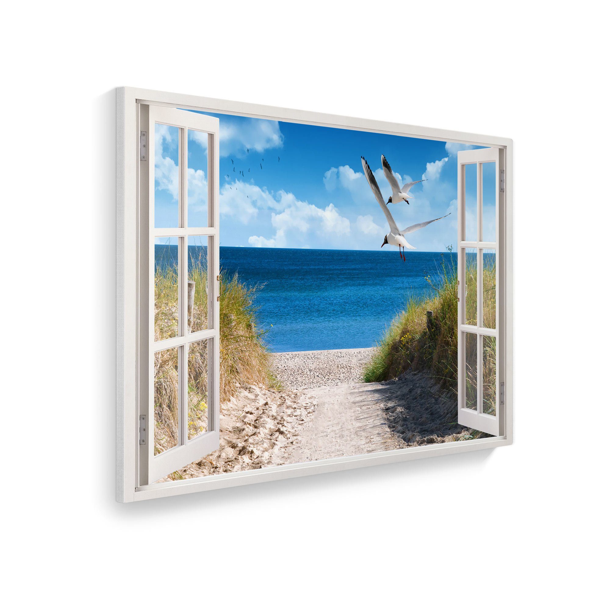 WallSpirit Leinwandbild "Fenster mit Aussicht", Strand günstig online kaufen