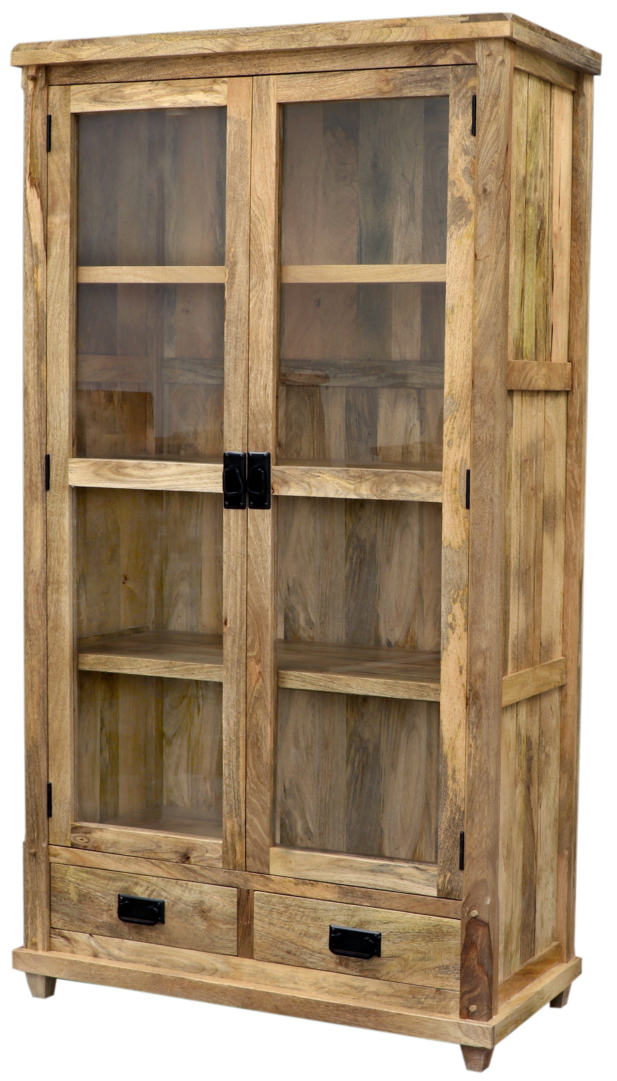 Indischesmoebelhausde Esstisch Vitrine Devi 100x180x45 aus Mangoholz