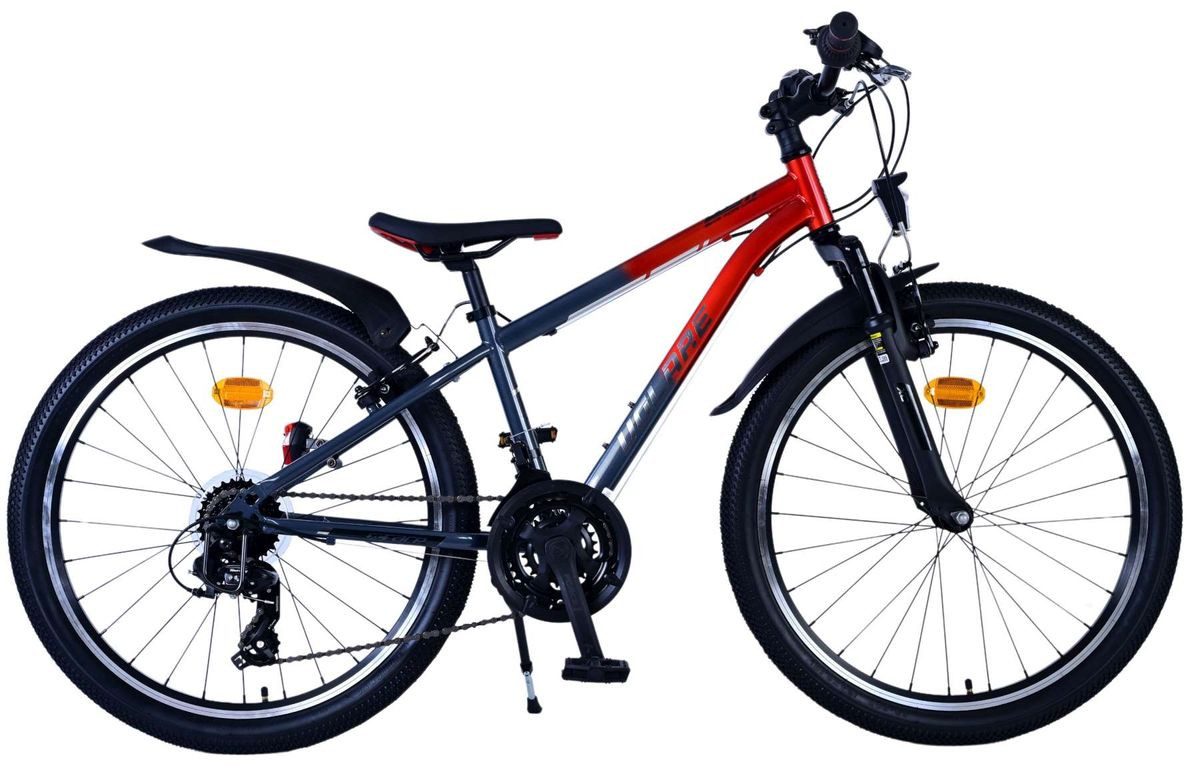 T&Y Trade Mountainbike 24 Zoll Kinder Jugend MTB Fahrrad Mountainbike Bike Rad XC Rot 22561, 21 Gang Shimano, Kettenschaltung, Federgabel, 21 Shimano Gang, Licht, Schutzbleche