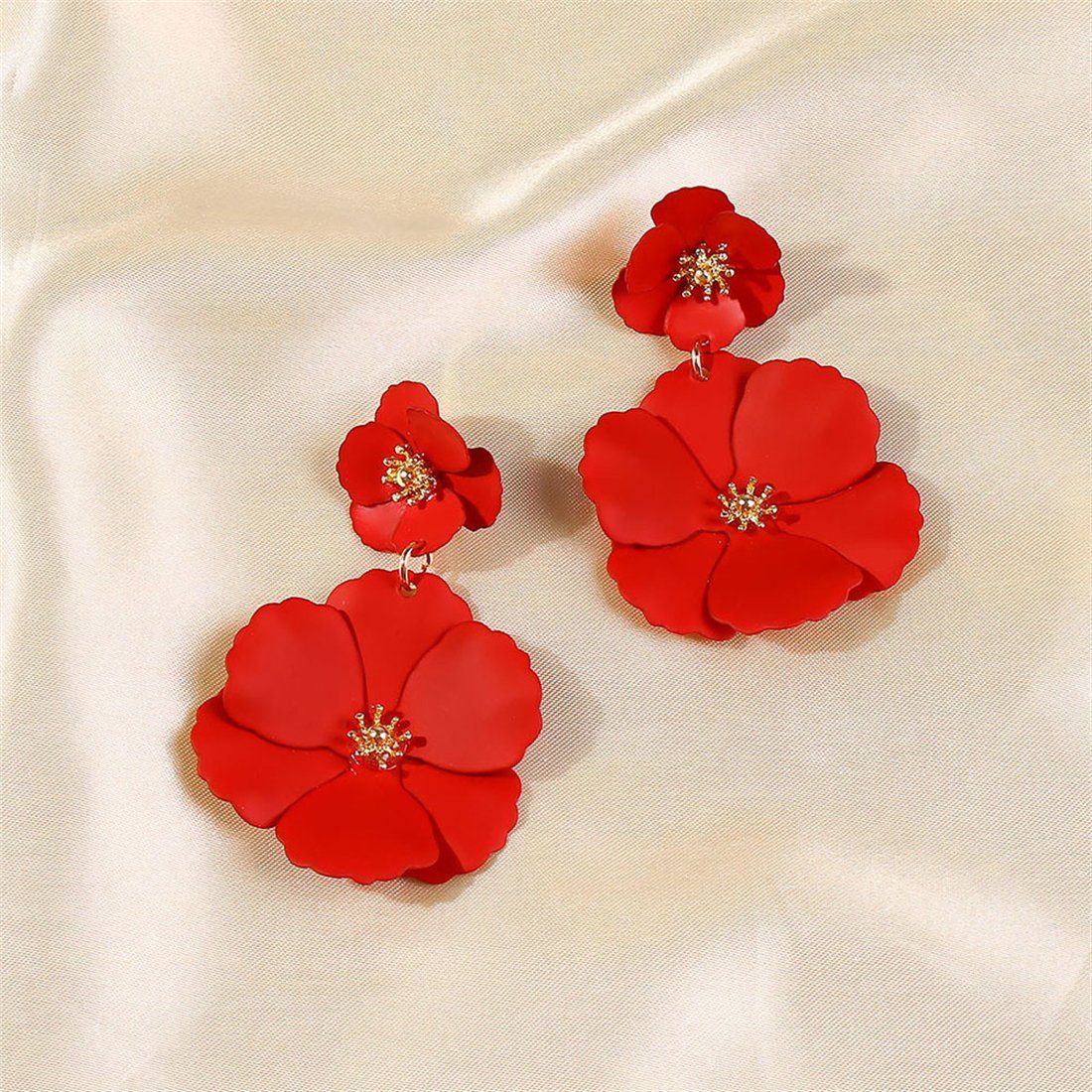 YOOdy~ Paar Ohrhänger Ohrringe damen Blume Rot Blume Ohrstecker Mode schmuck (1-tlg) ohrhänger
