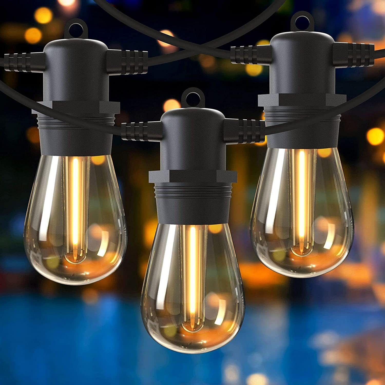 Elegear Lichterkette Außen S14 Glühbirnen Lichterkette, Outdoor Weihnachten  Deko, 15-flammig, Retro für Balkon