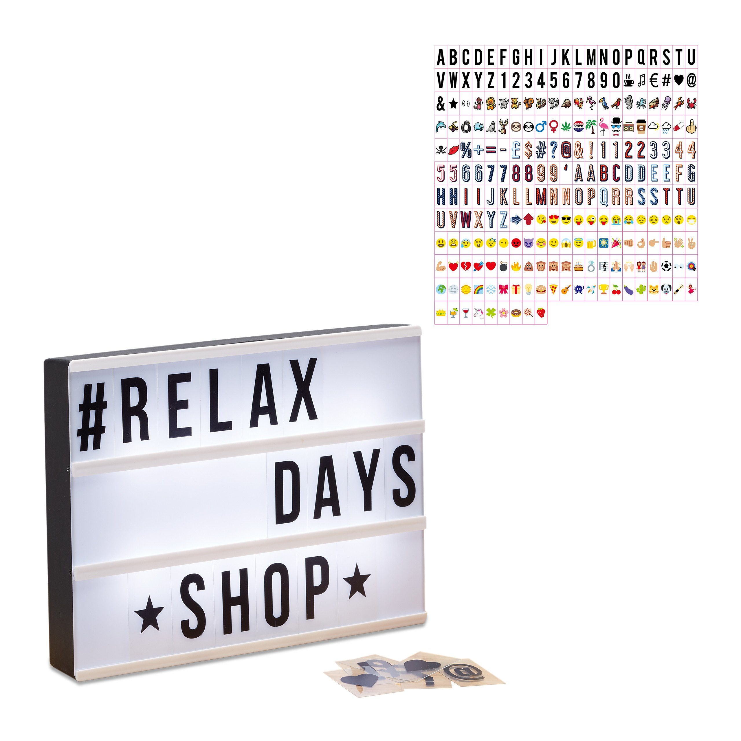 relaxdays Deko-Schriftzug 2 tlg. Light Box Set