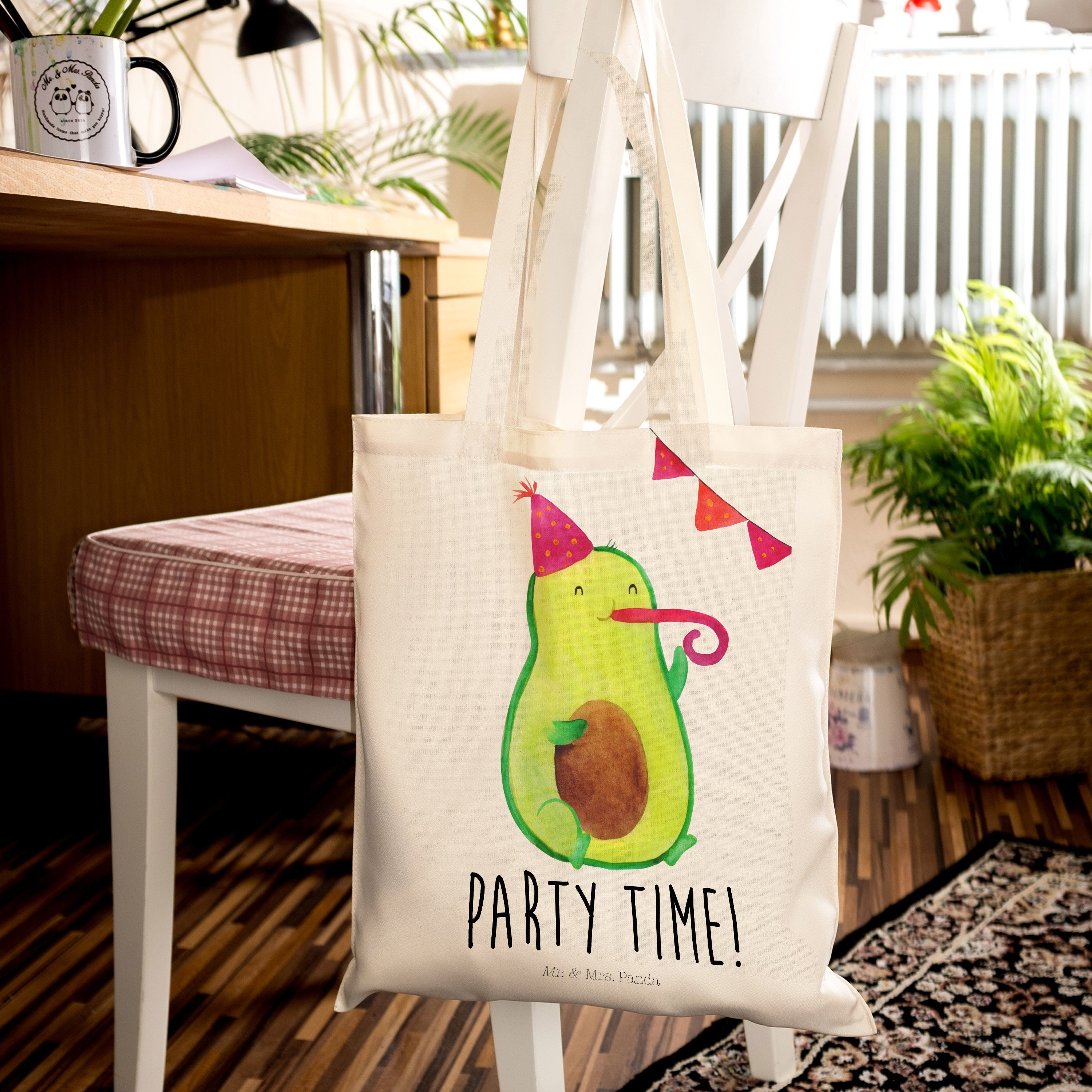 Mr. & Mrs. - Gesund, Transparent Einkaufstasche, Avocado Panda (1-tlg) Tragetasche Time - Geschenk, Party