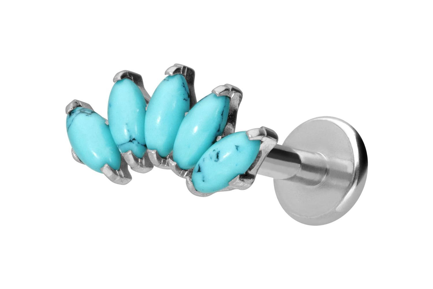 Piercing-Set Titan Labret mit Innengewinde BOGEN + SYNTHETISCHE TÜRKISE