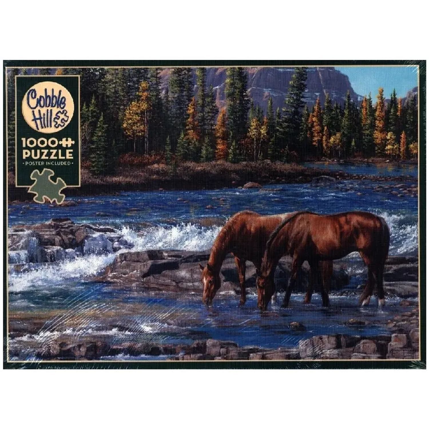 COBBLE HILL Puzzle Cobble Hill Pferde im Wildwasser 1000 Teile, 1000 Puzzleteile